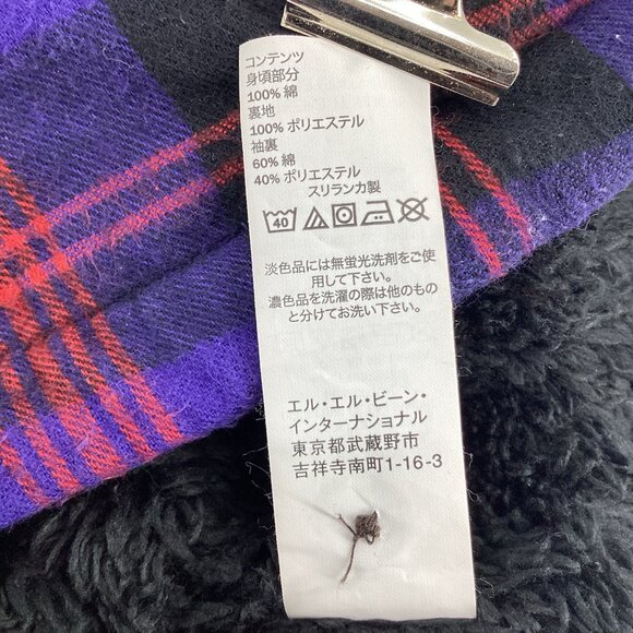 LL Bean Women’s Scotch Plaid Flannel Sherpa Lined Shirt Jacket Purple Black 2X - Picture 12 of 13